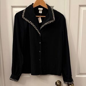 NICOLA Black Shirt with Animal Print Accents